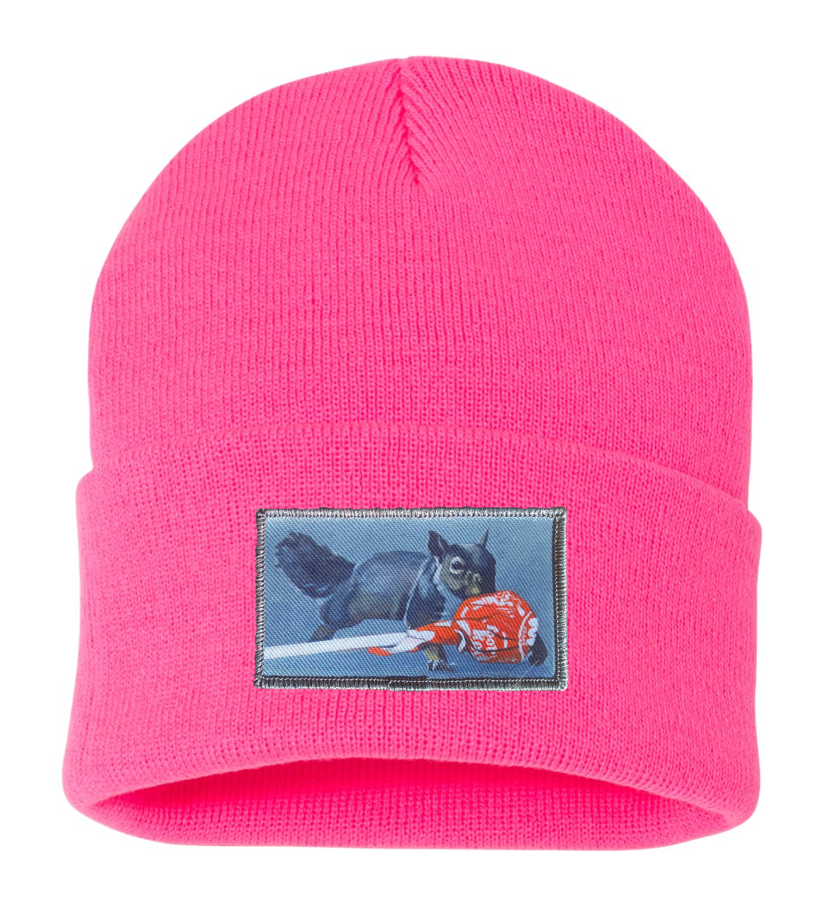 Secret Stash Squirrel Beanie Hats Flyn Costello Neon Pink