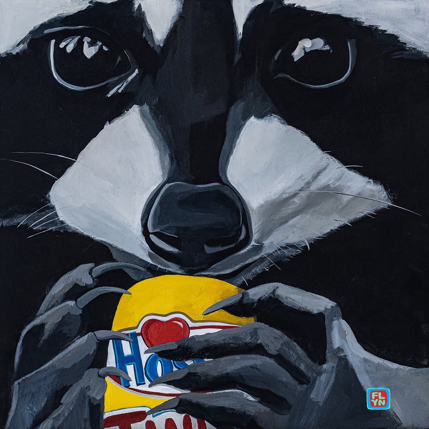 The Snack Kid Raccoon Print Prints Flyn_Costello_Art