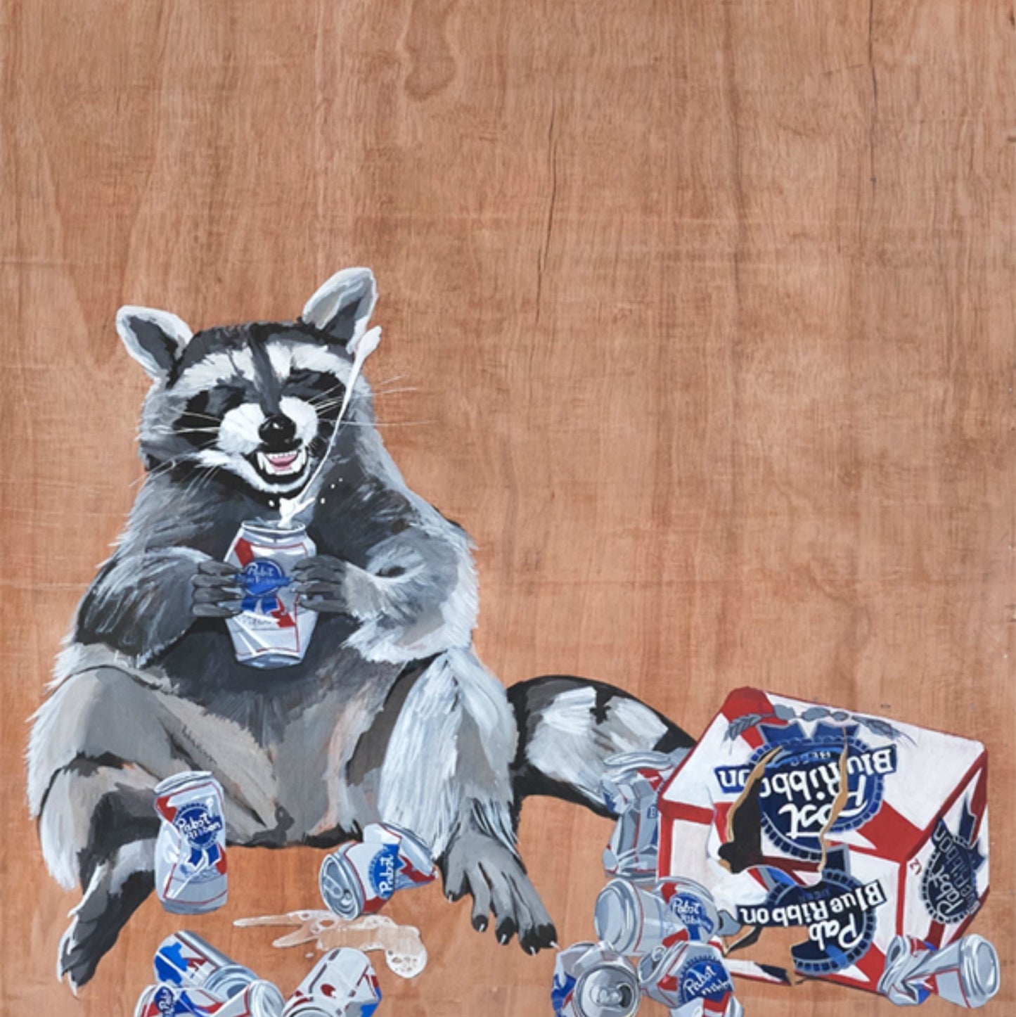 Beer Bandit Raccoon Mini Print / Card postcards Flyn Costello
