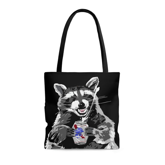 Beer Bandit Raccoon Tote Bag Black tote bag Flyn Costello
