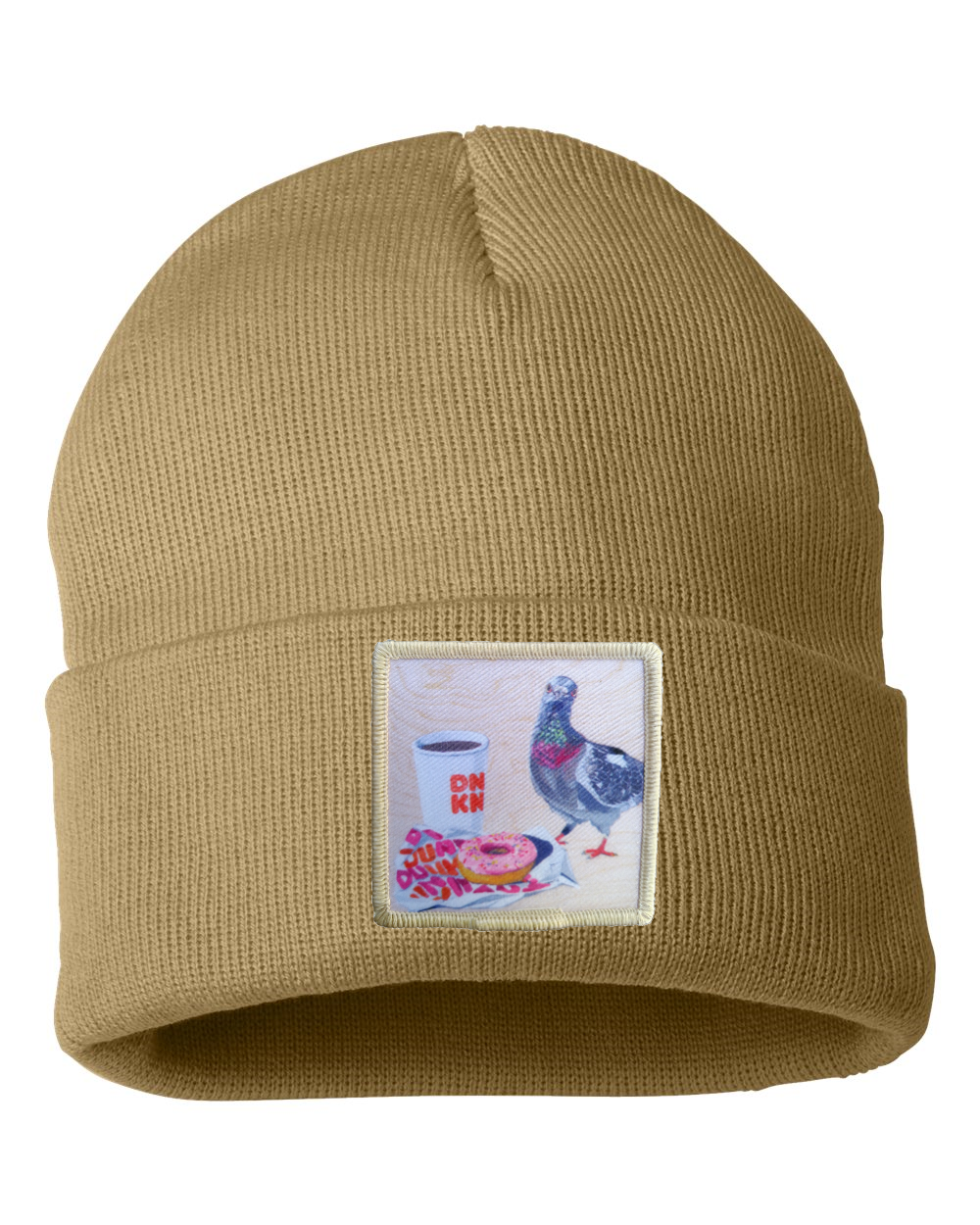 Pigeons Run on Donuts Beanie Hats Flyn Costello Camel