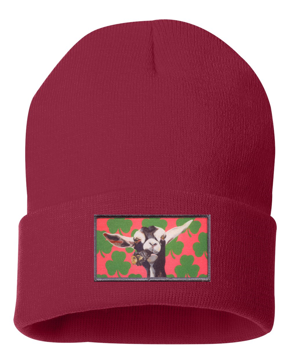 Can Crusher Goat Beanie Hats FlynHats Cardinal Red
