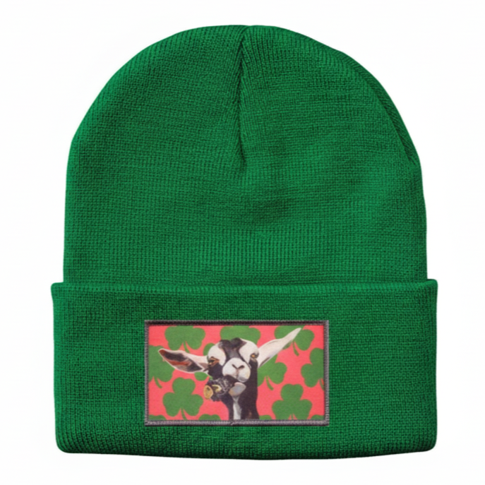 Can Crusher Goat Beanie Hats FlynHats Kelley Green