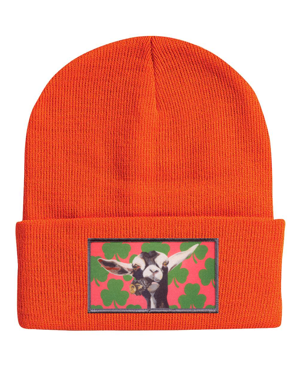 Can Crusher Goat Beanie Hats FlynHats Neon Orange