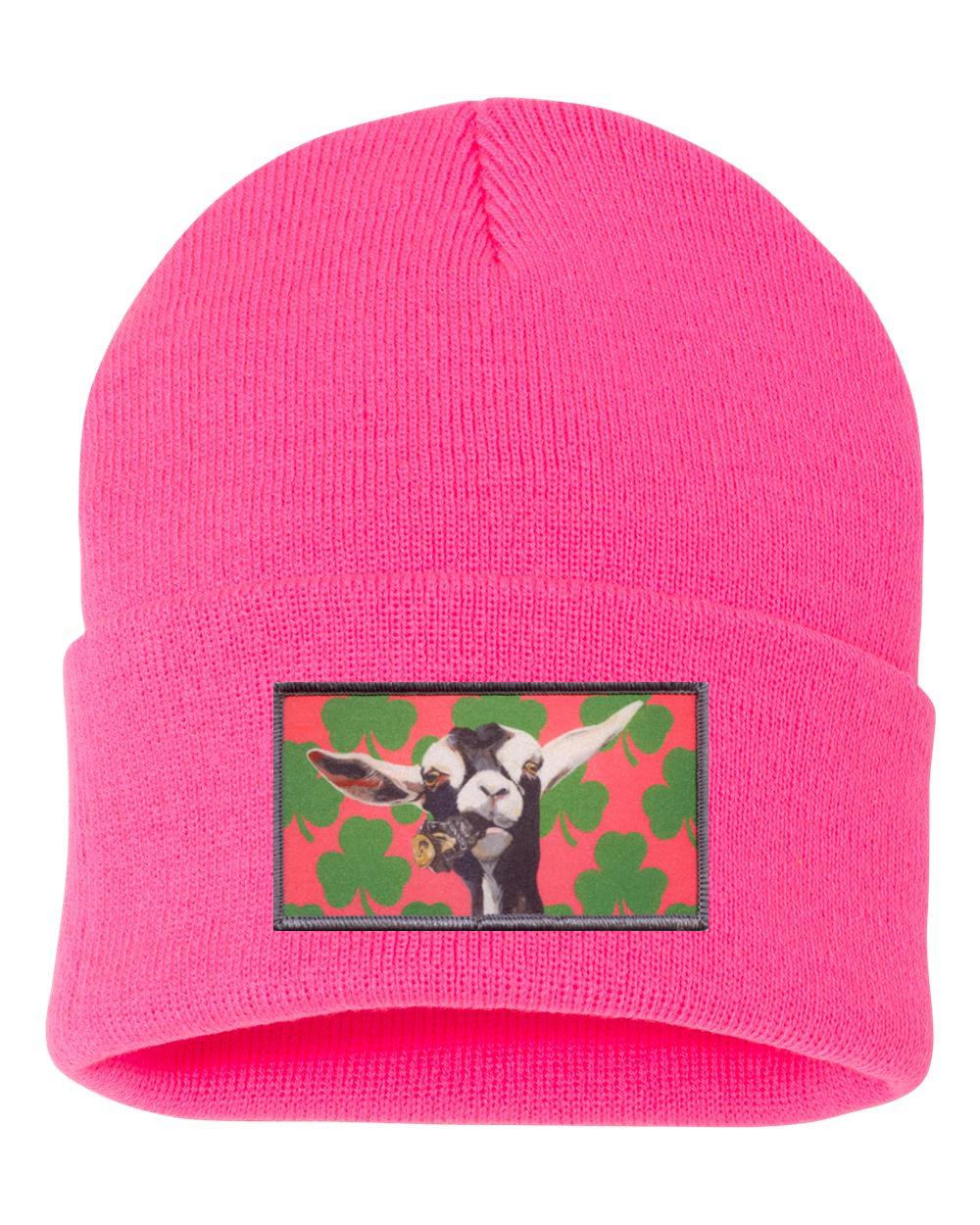 Can Crusher Goat Beanie Hats FlynHats Neon Pink