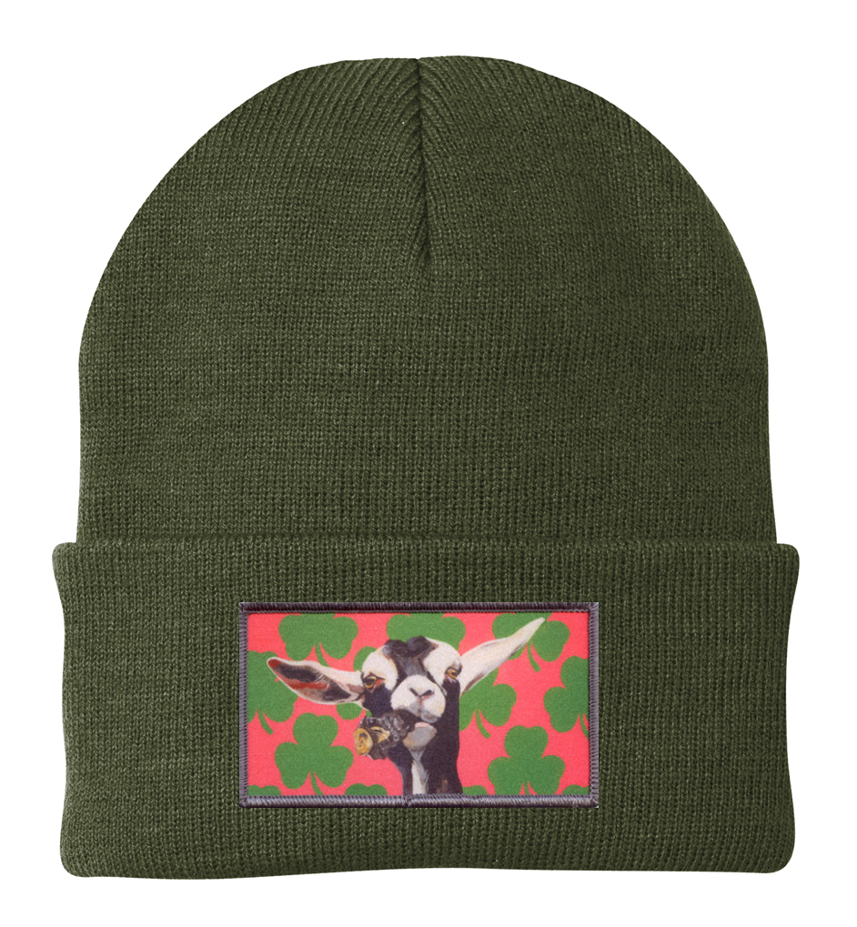 Can Crusher Goat Beanie Hats FlynHats Olive