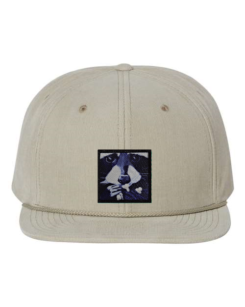 Tan Corduroy Flat Bill Trucker Hats Flyn Costello Raccoon Pop