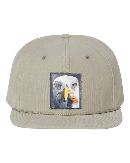 Tan Corduroy Flat Bill Trucker Hats Flyn Costello Seagull with Cig  