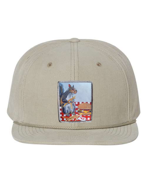 Tan Corduroy Flat Bill Trucker Hats Flyn Costello Squirrel Burger