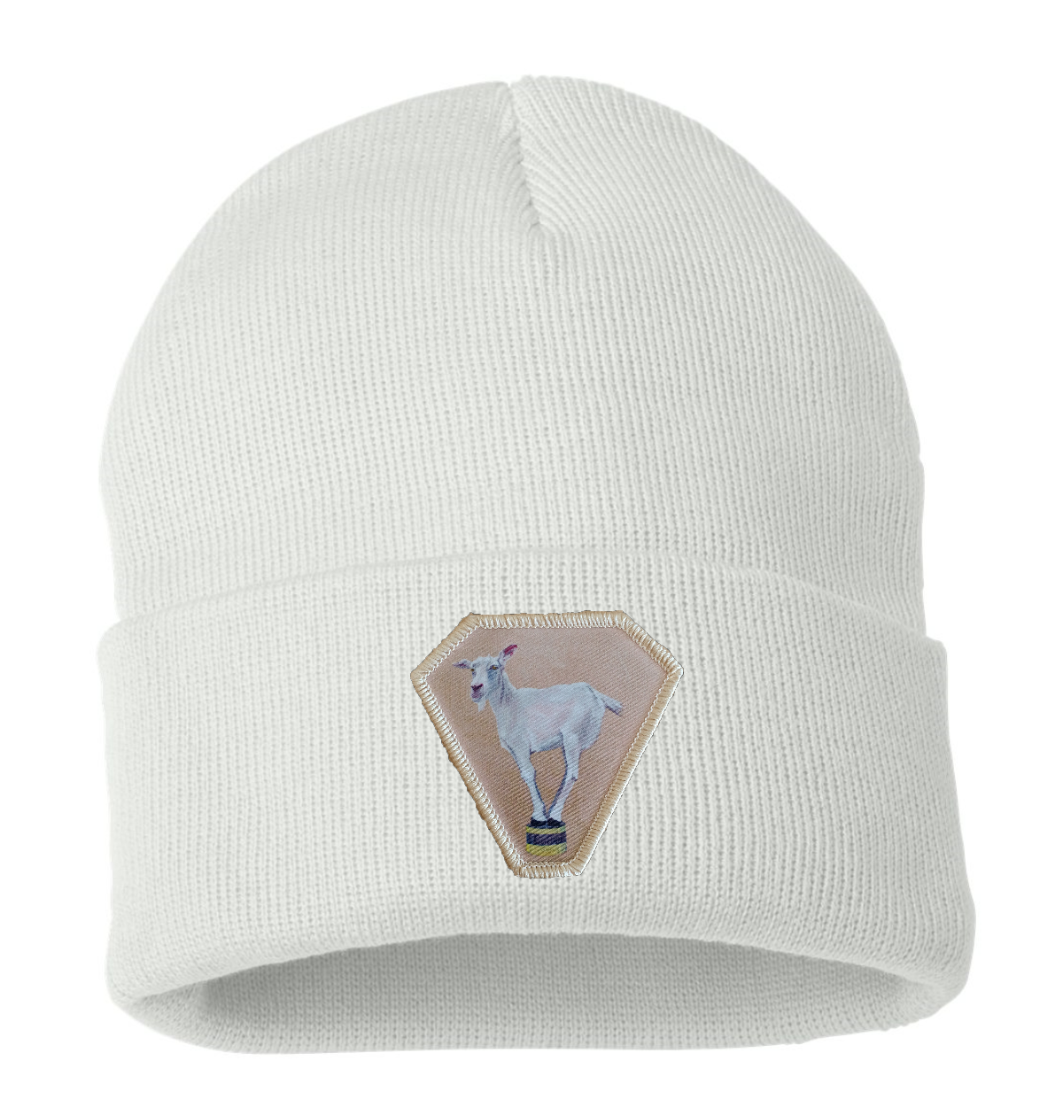 Diamond Goat Beanie Hats Flyn Costello White