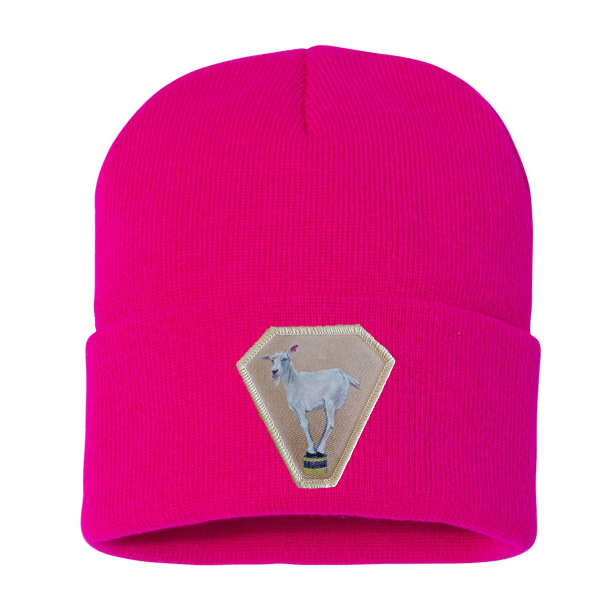 Diamond Goat Beanie Hats Flyn Costello Neon Fuchsia
