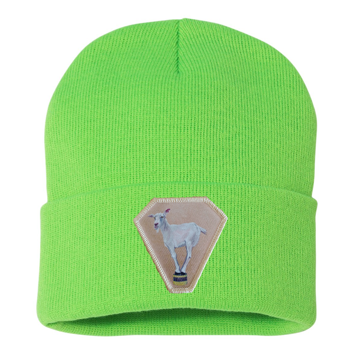 Diamond Goat Beanie Hats Flyn Costello Neon Green
