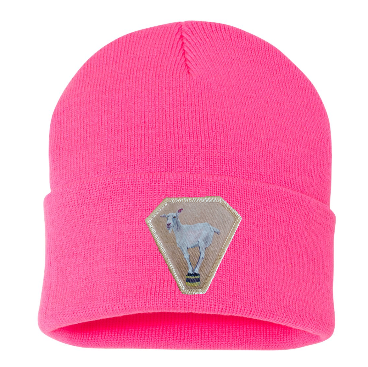 Diamond Goat Beanie Hats Flyn Costello Neon Pink