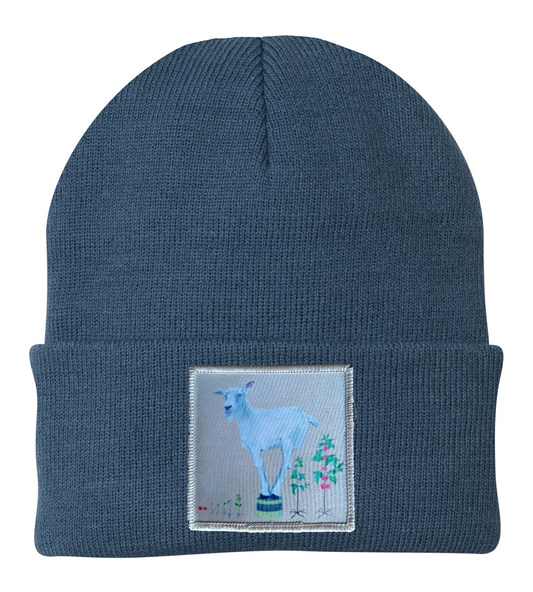 The Discoverer Goat Beanie Hats Flyn Costello Dusty Blue