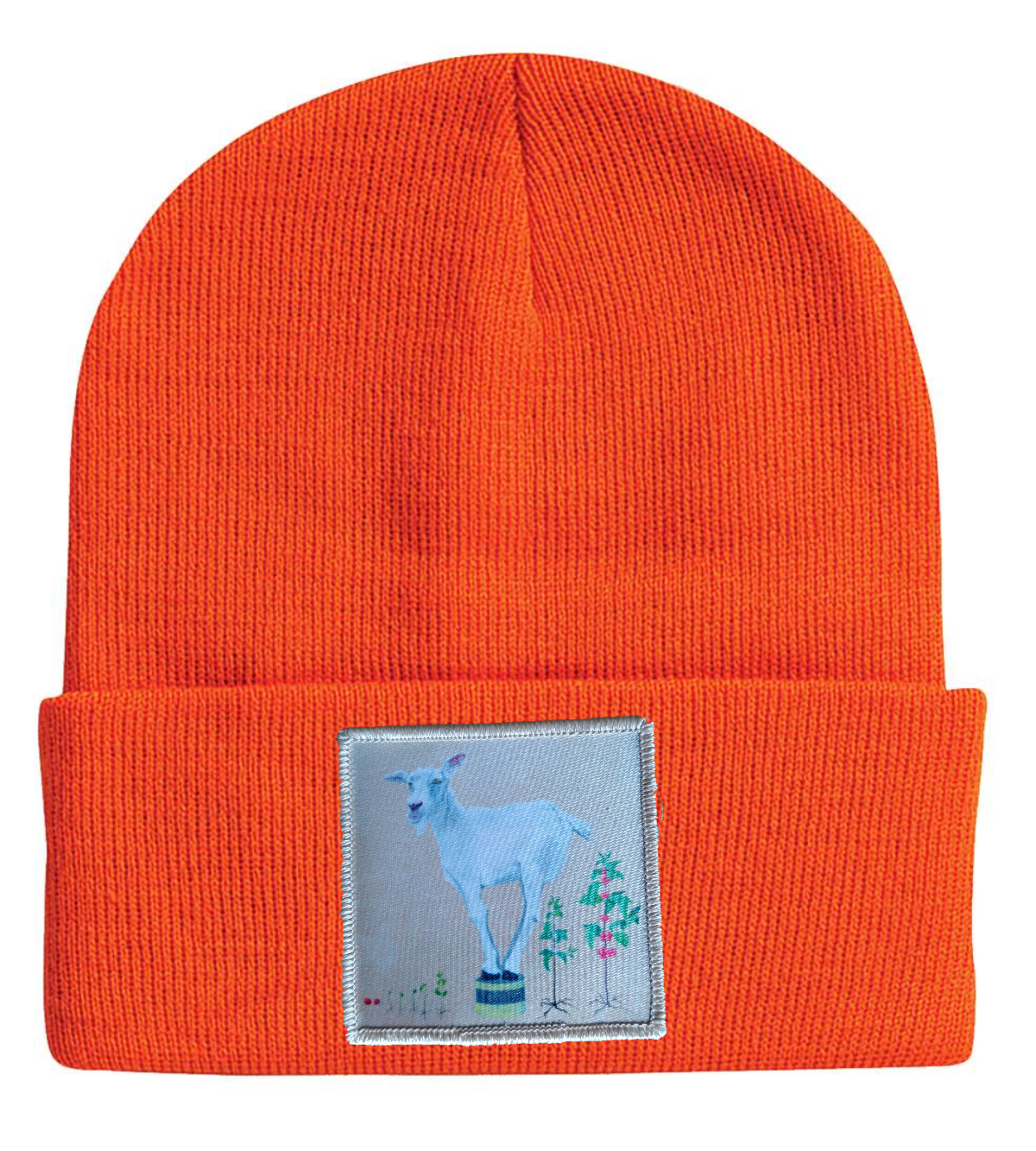 The Discoverer Goat Beanie Hats Flyn Costello Neon Orange