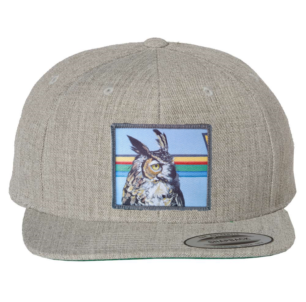 Heather Grey Snapback Hats Flyn Costello Gaia Owl  