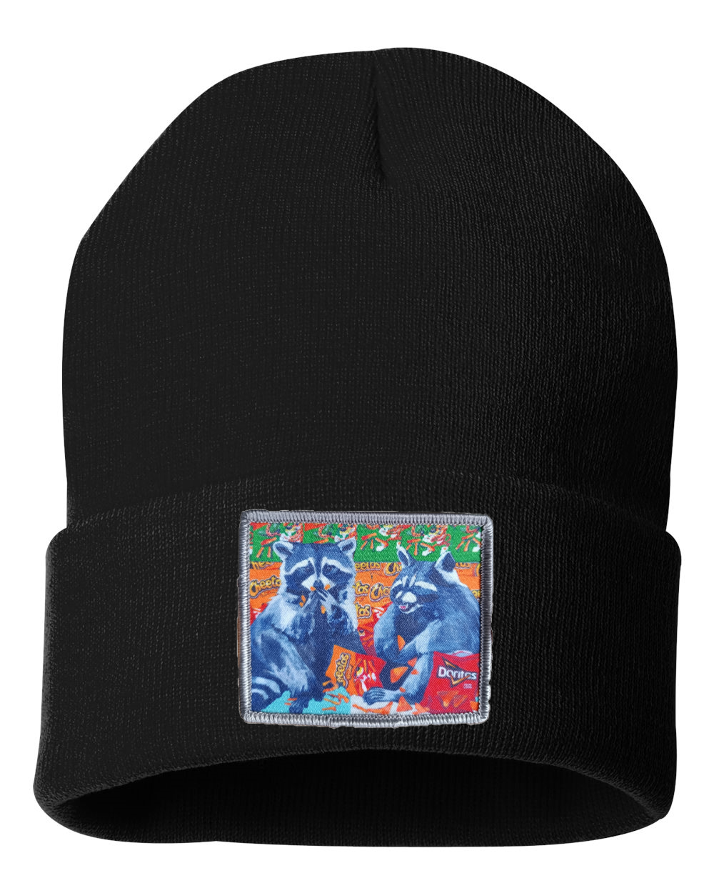 Junk Food Bandits Raccoon Beanie Hats Flyn_Costello_Art Black