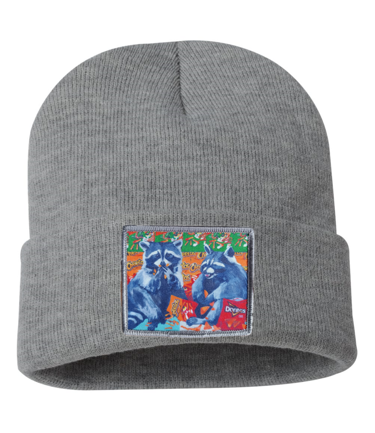 Junk Food Bandits Raccoon Beanie Hats Flyn_Costello_Art Grey