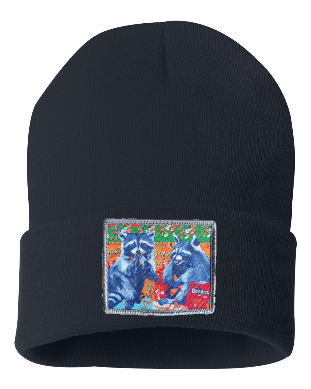 Junk Food Bandits Raccoon Beanie Hats Flyn_Costello_Art Navy