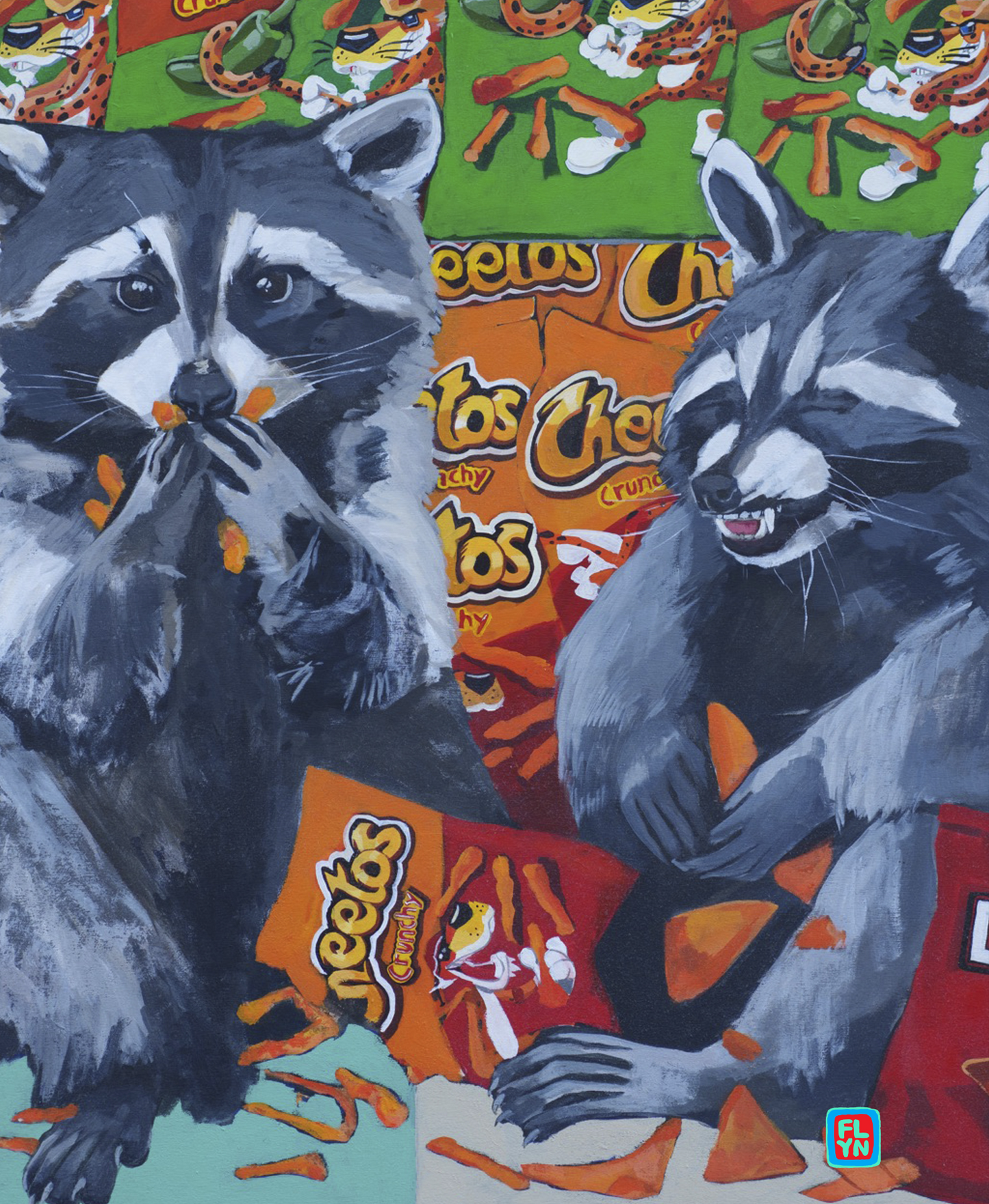 Junk Food Bandits Raccoon Print Prints Flyn Costello