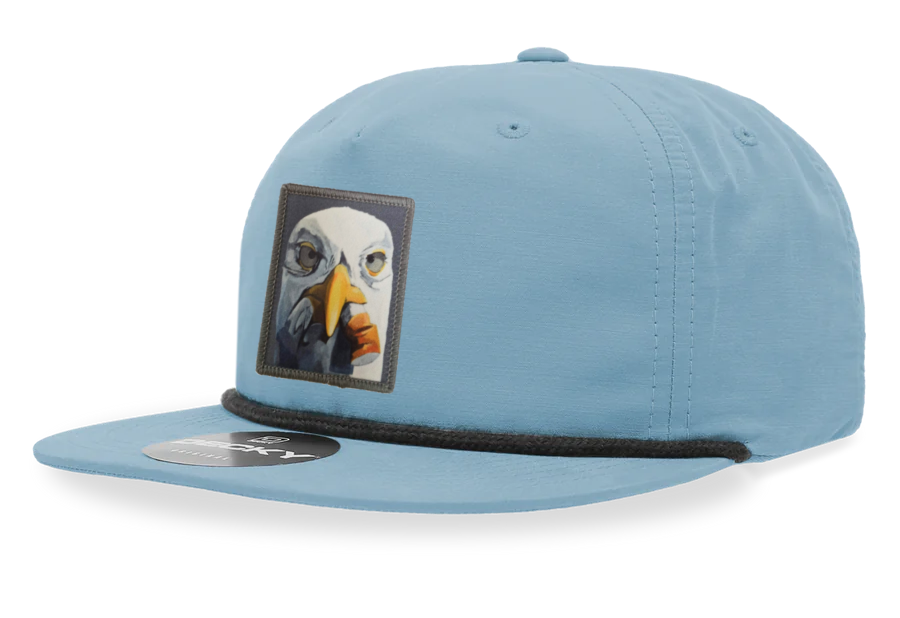 Sky/Black Rope Cap Hats FlynHats Seagull With Cig