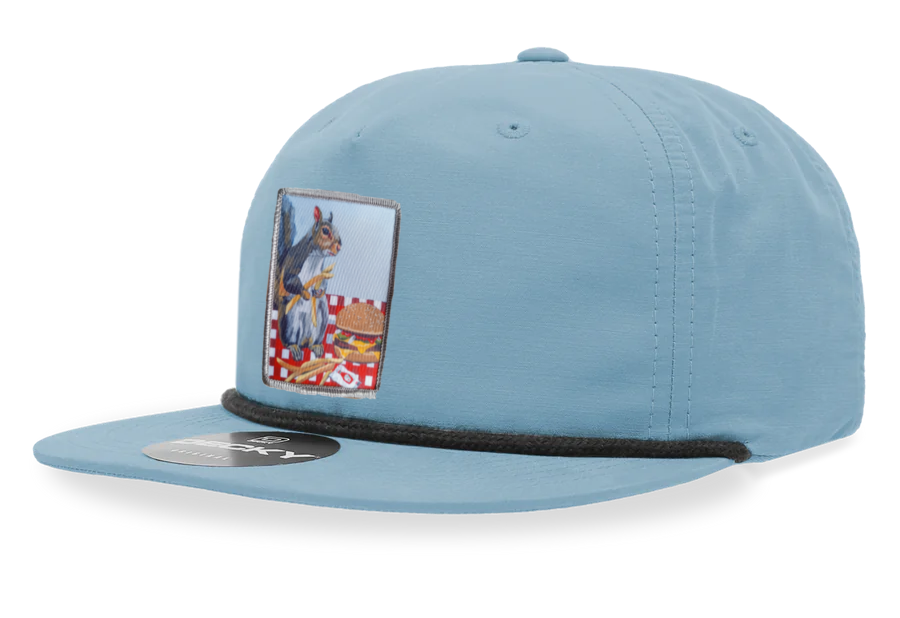Sky/Black Rope Cap Hats FlynHats Squirrel Burger