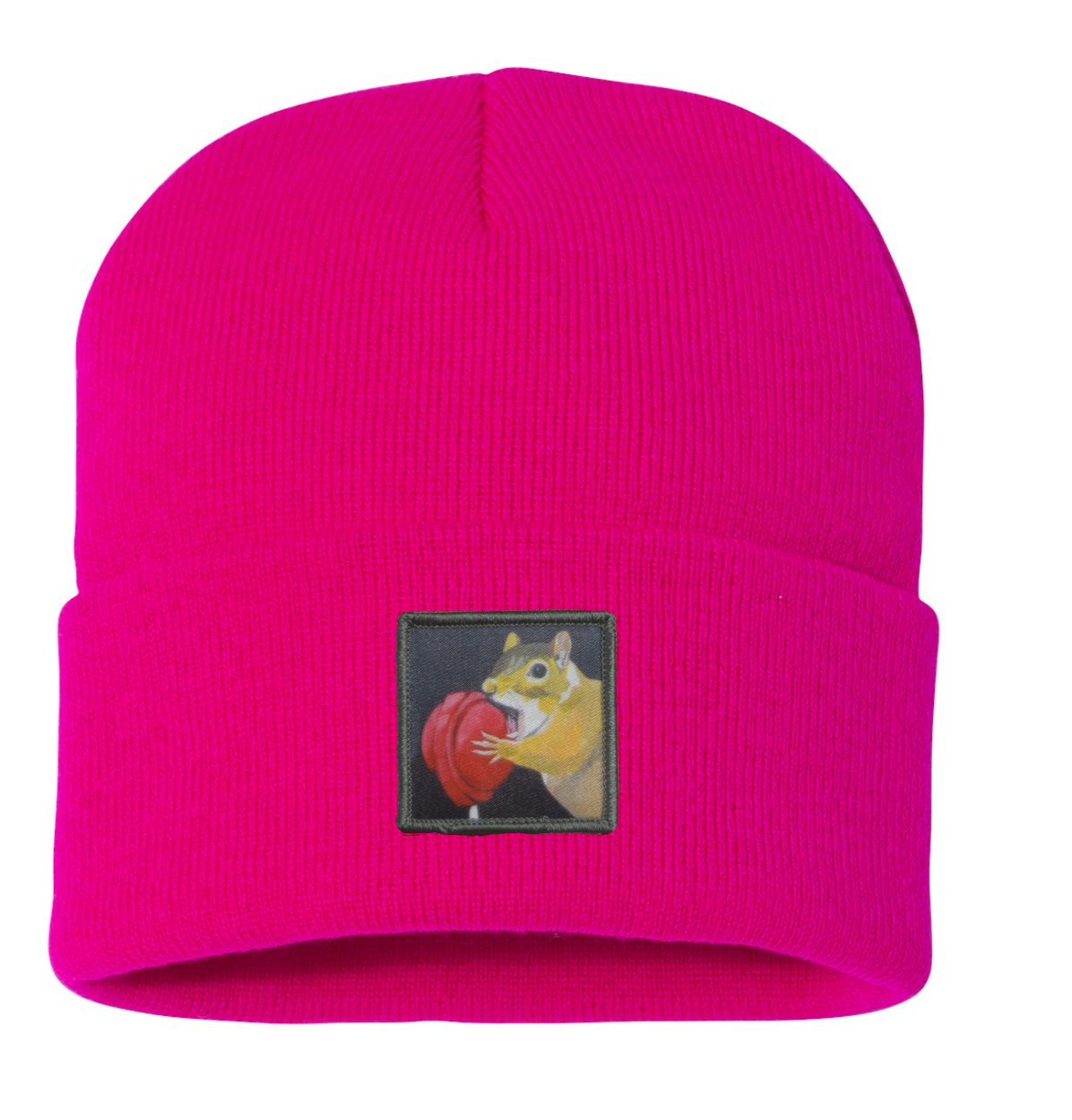 WS Lolly Squirrel Beanie Hats Flyn Costello Neon Fuchsia