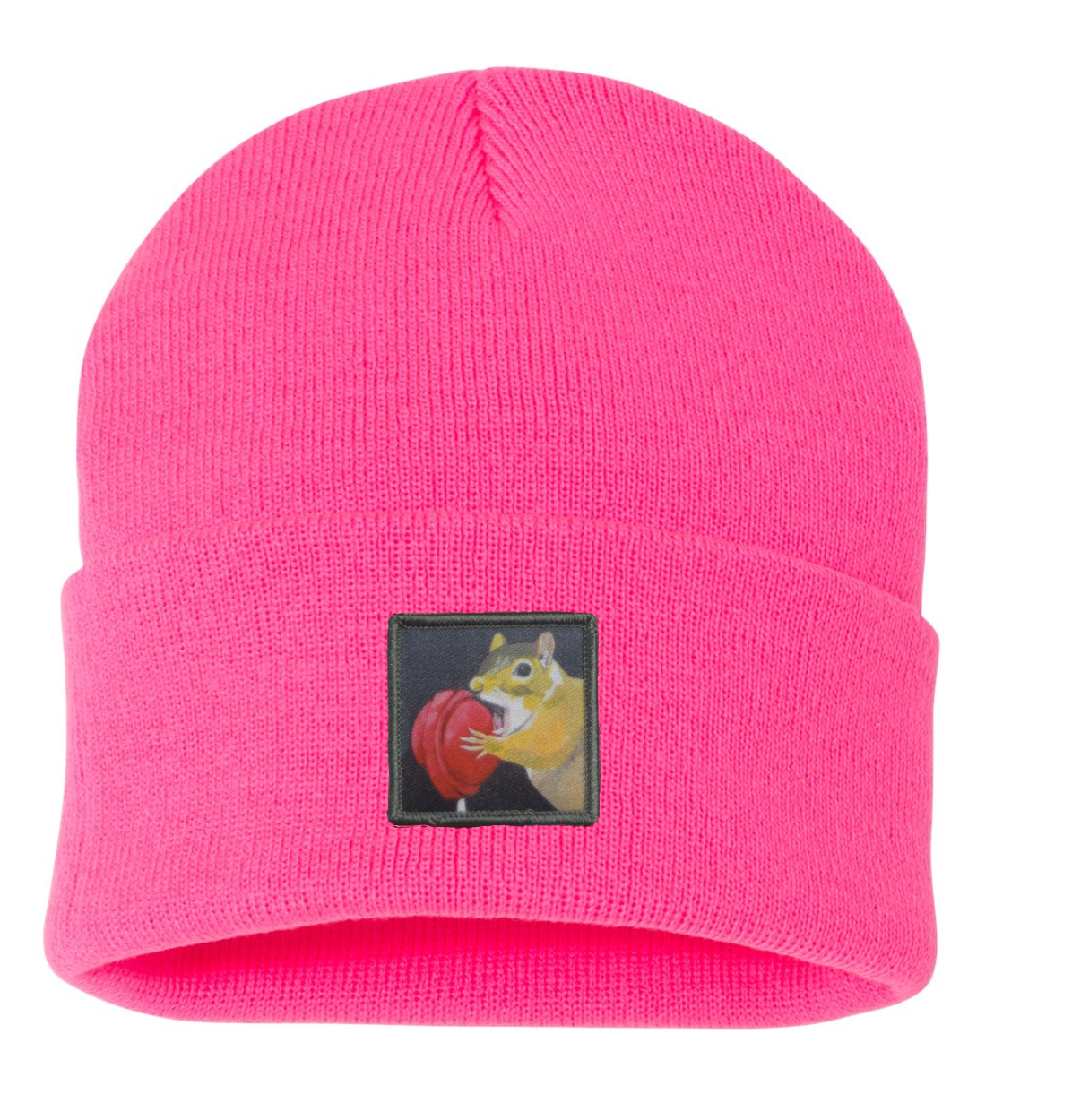 Lolly Squirrel Beanie Hats Flyn Costello Neon Pink