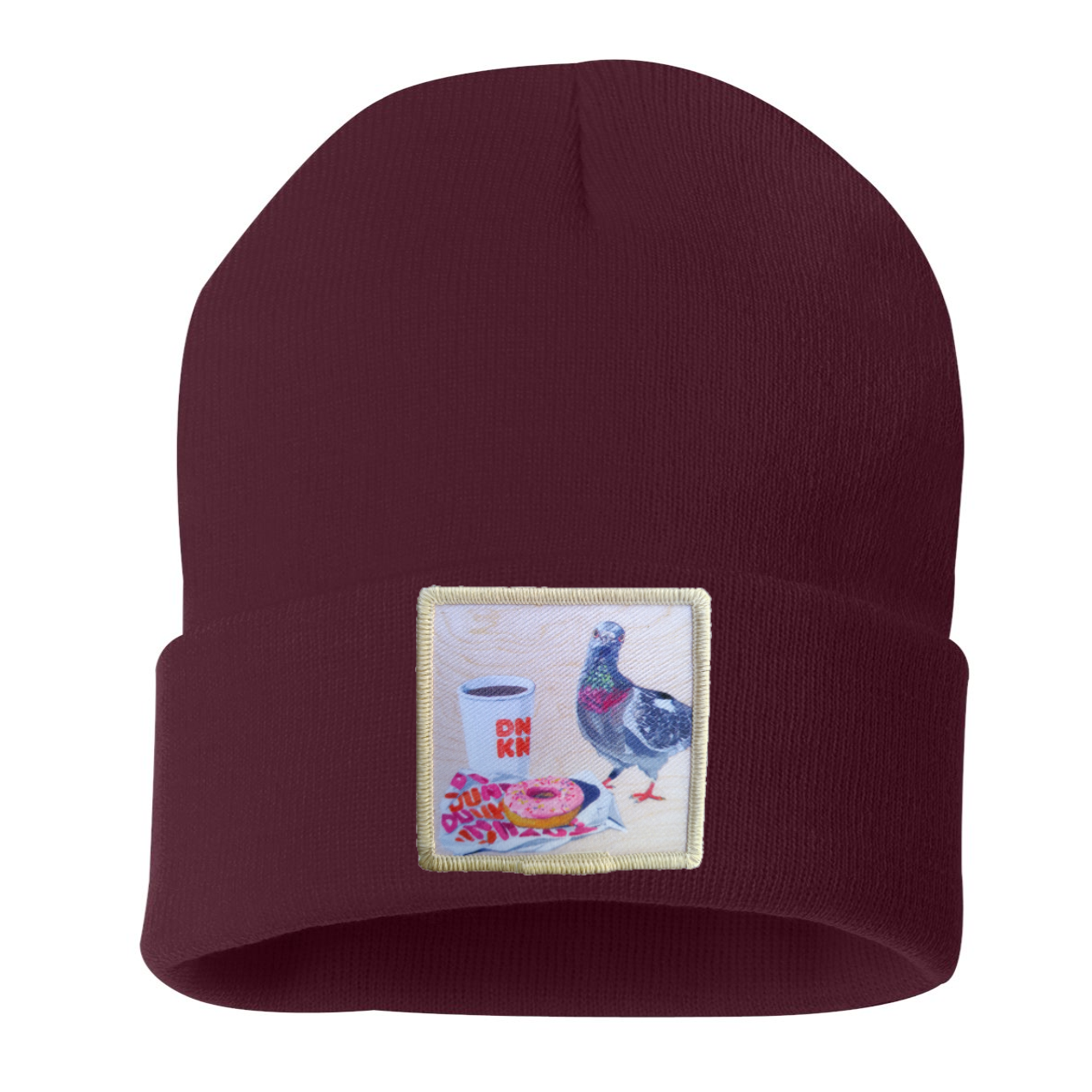 Pigeons Run on Donuts Beanie Hats Flyn Costello Maroon