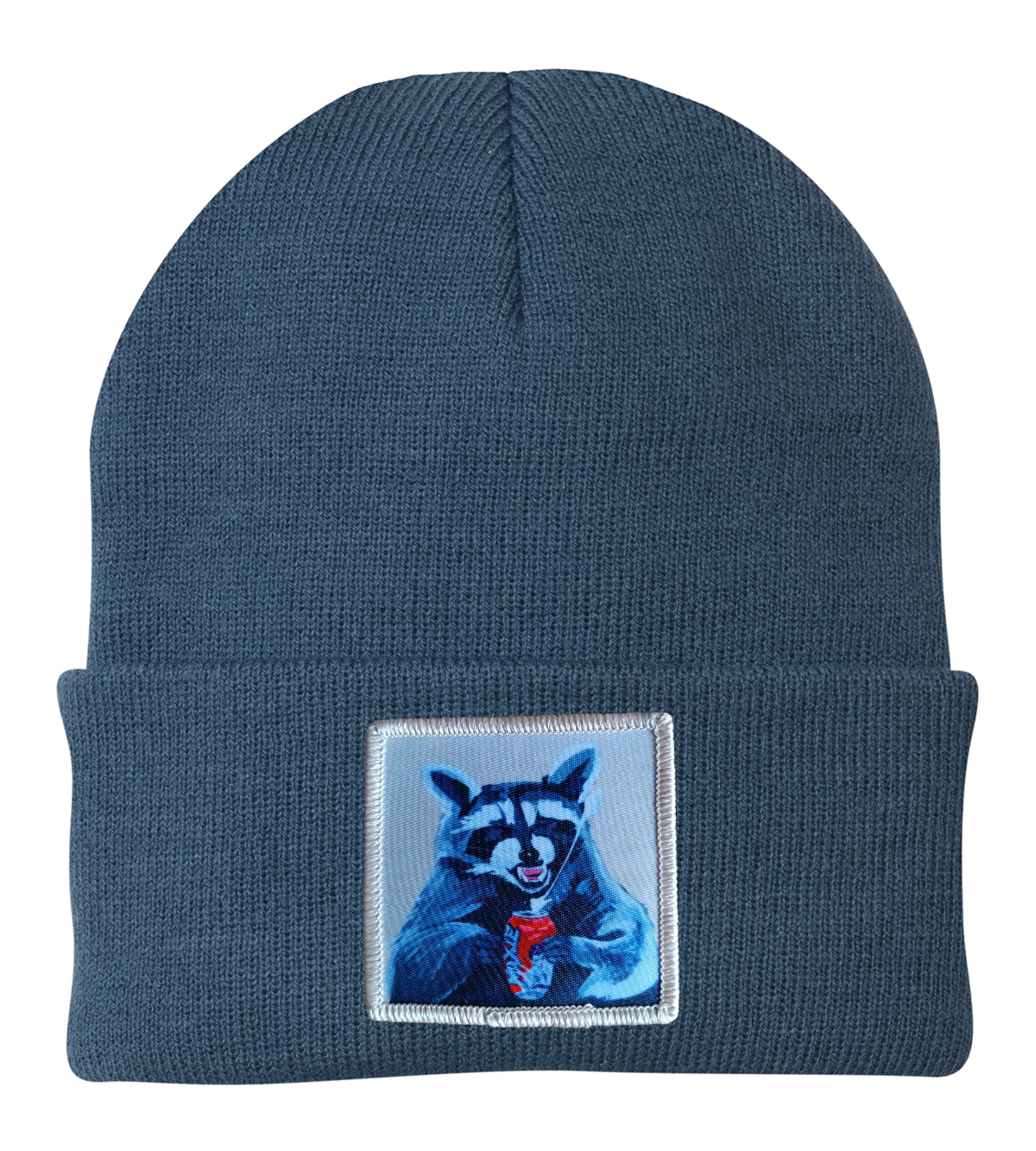 Camp Crasher Raccoon Beanie Hats Flyn Costello Dusty Blue