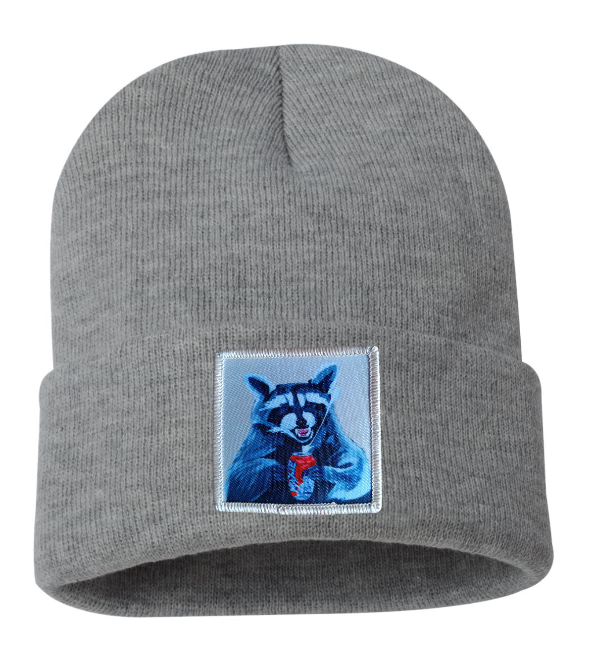 Camp Crasher Raccoon Beanie Hats Flyn Costello Grey