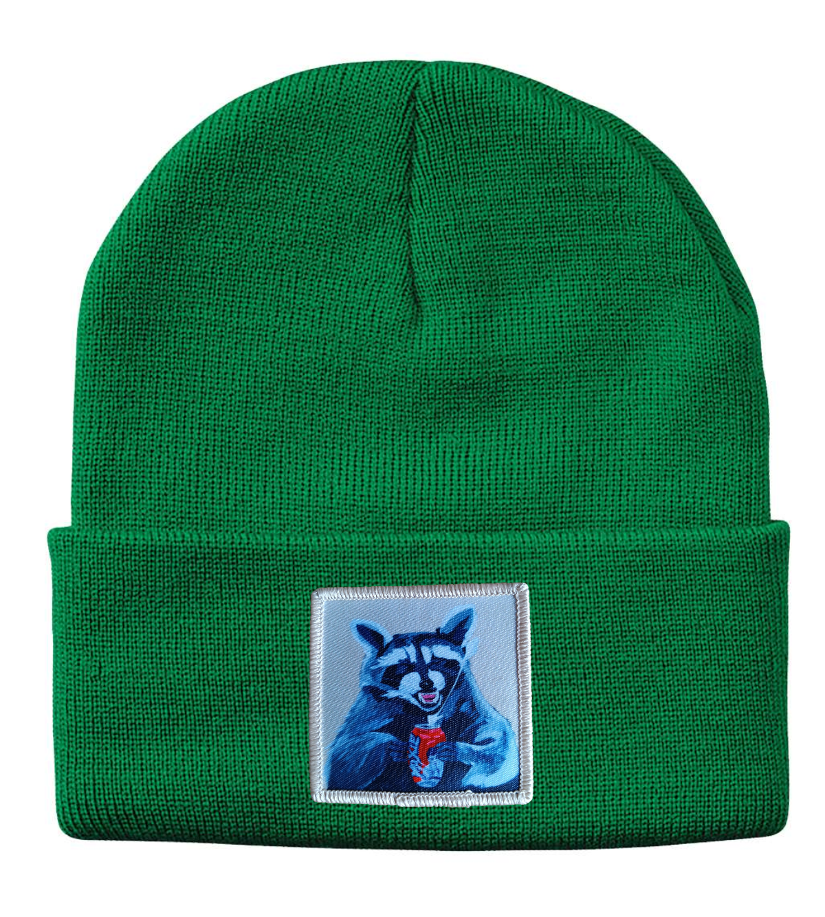 Camp Crasher Raccoon Beanie Hats Flyn Costello Kelley Green