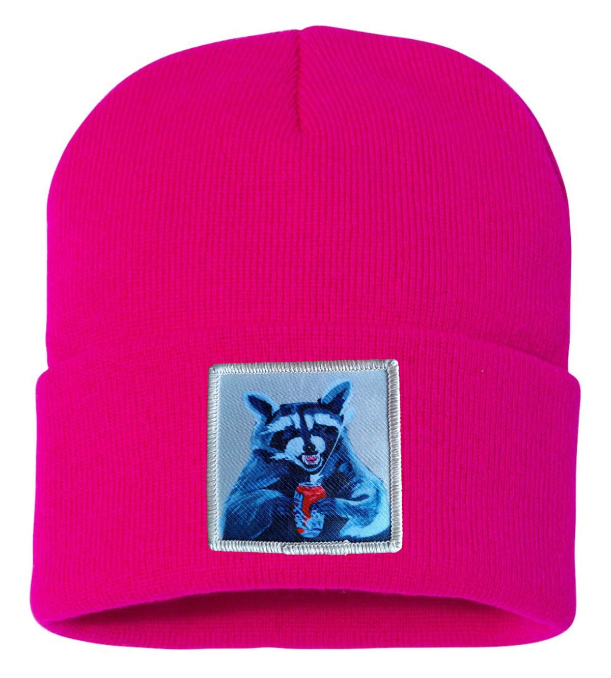 Camp Crasher Raccoon Beanie Hats Flyn Costello Neon Fuchsia