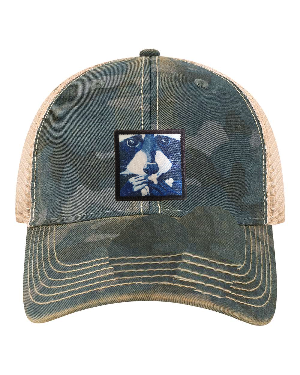 Navy Camo Unstructured Hats Flyn Costello Raccoon Pop