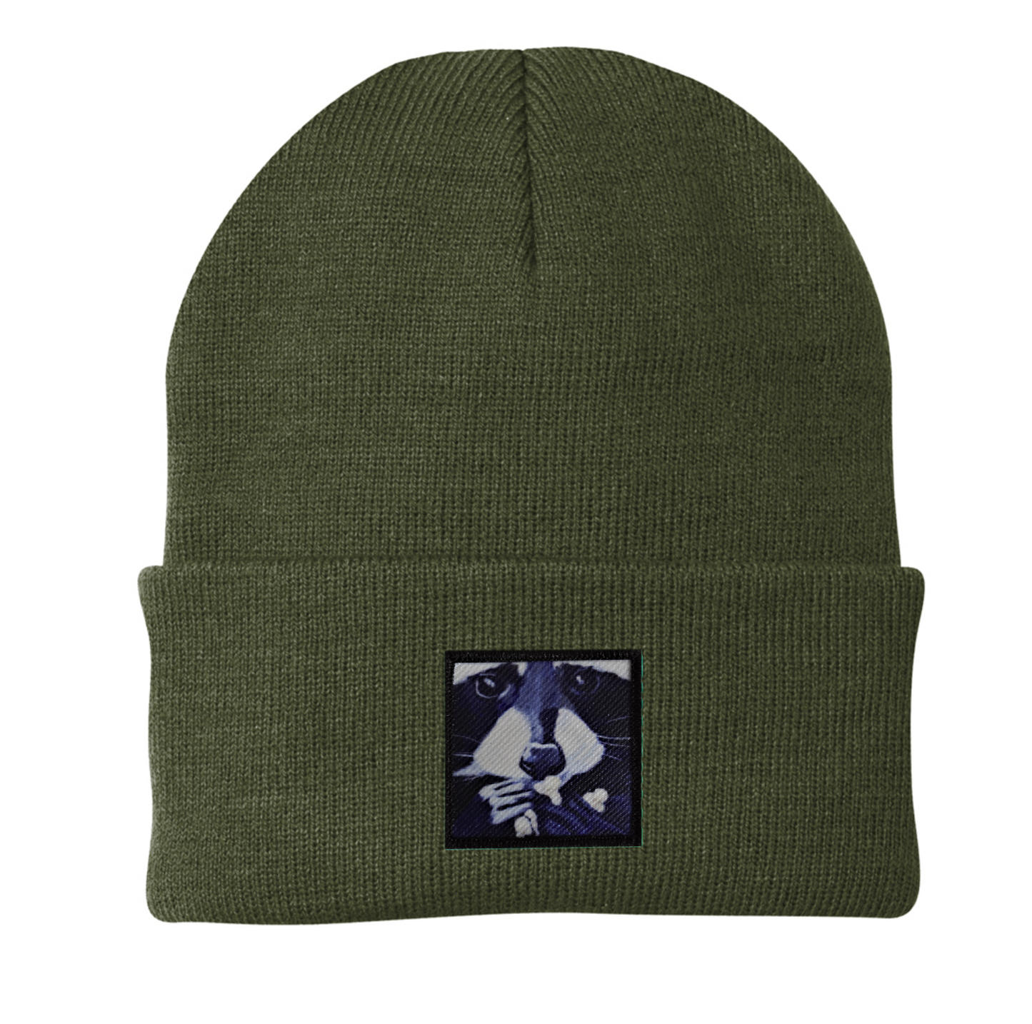 Raccoon Pop Beanie Hats Flyn Costello Olive  