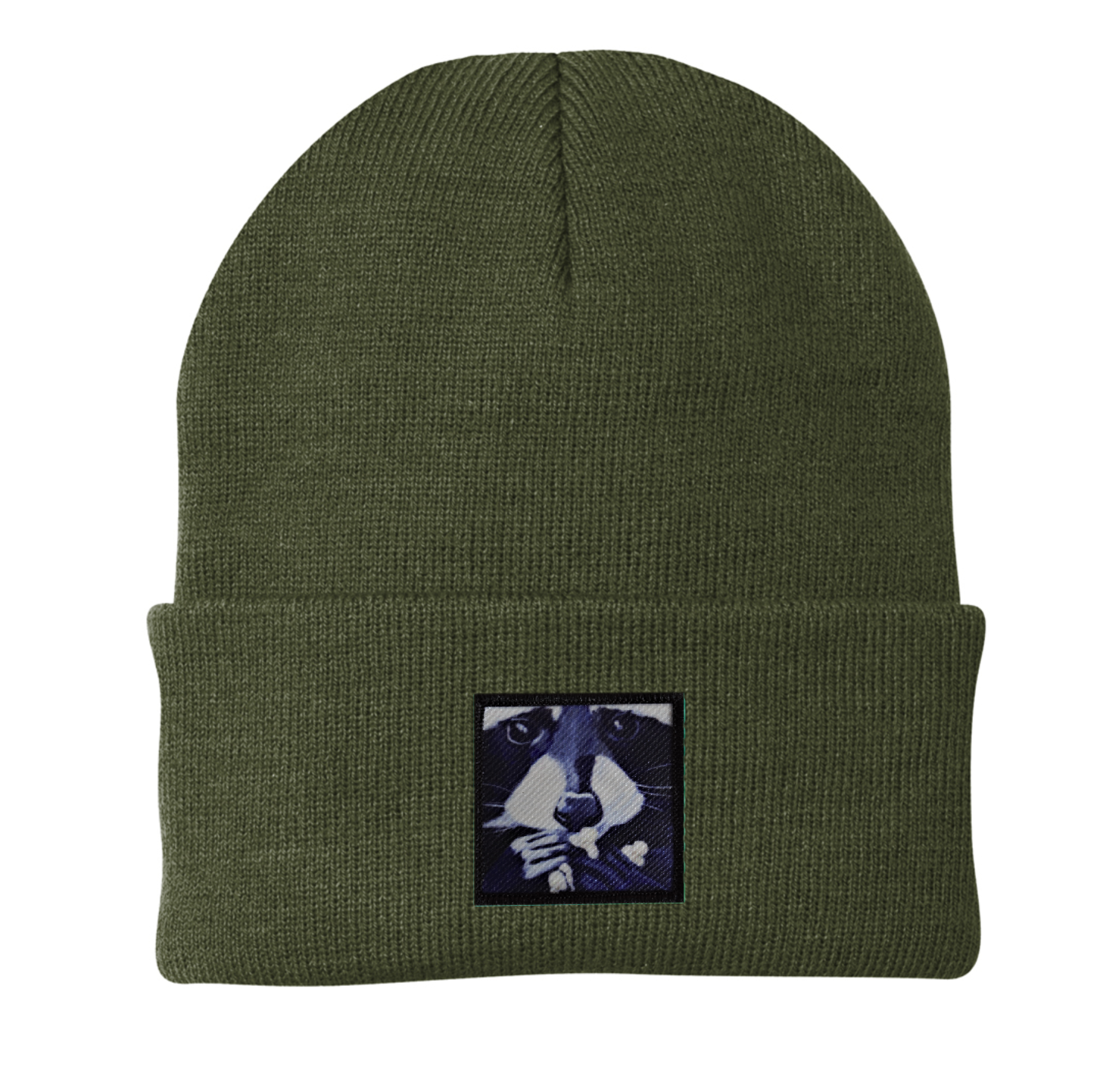 Raccoon Pop Beanie Hats Flyn Costello Olive