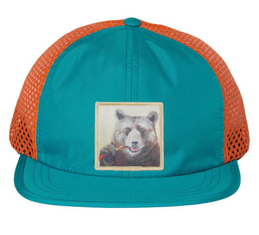 Wide Set Mesh Cap Orange/ Teal Hats FlynHats Slim Jimmy