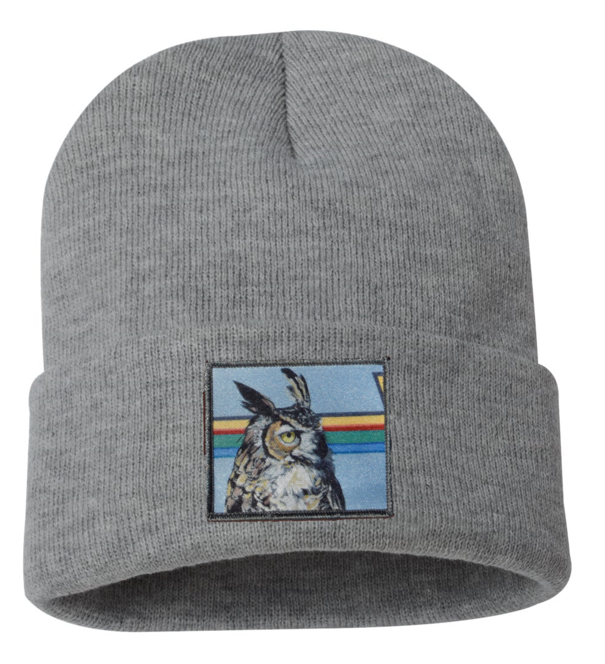 Gaia Owl Beanie Hats Flyn Costello Grey