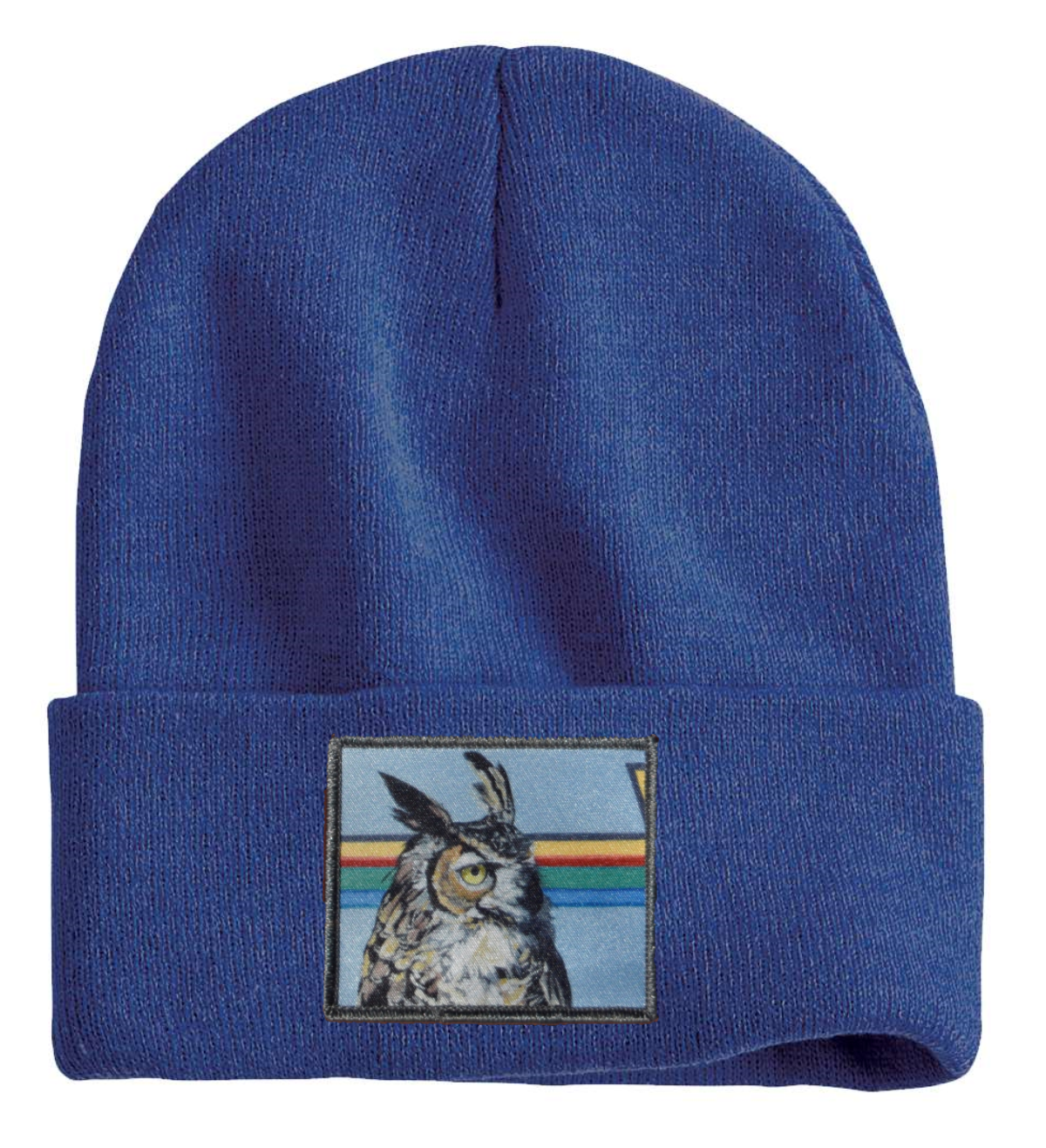 Gaia Owl Beanie Hats Flyn Costello Heather Blue  