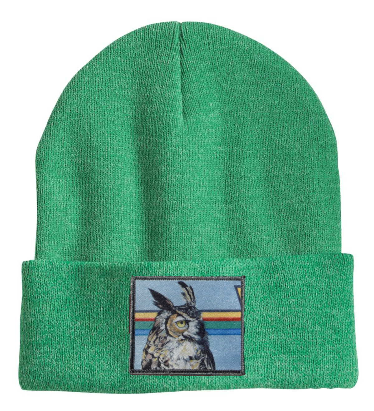 Gaia Owl Beanie Hats Flyn Costello Heather Green  