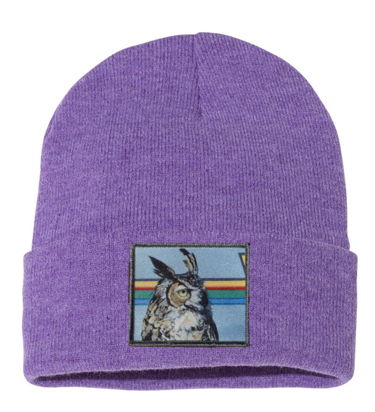 Gaia Owl Beanie Hats Flyn Costello Heather Purple  