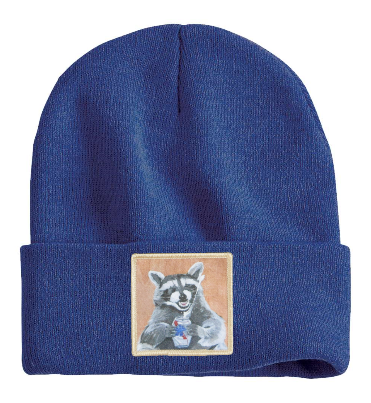 Beer Bandit Raccoon Beanie Hats Flyn Costello Heather Blue
