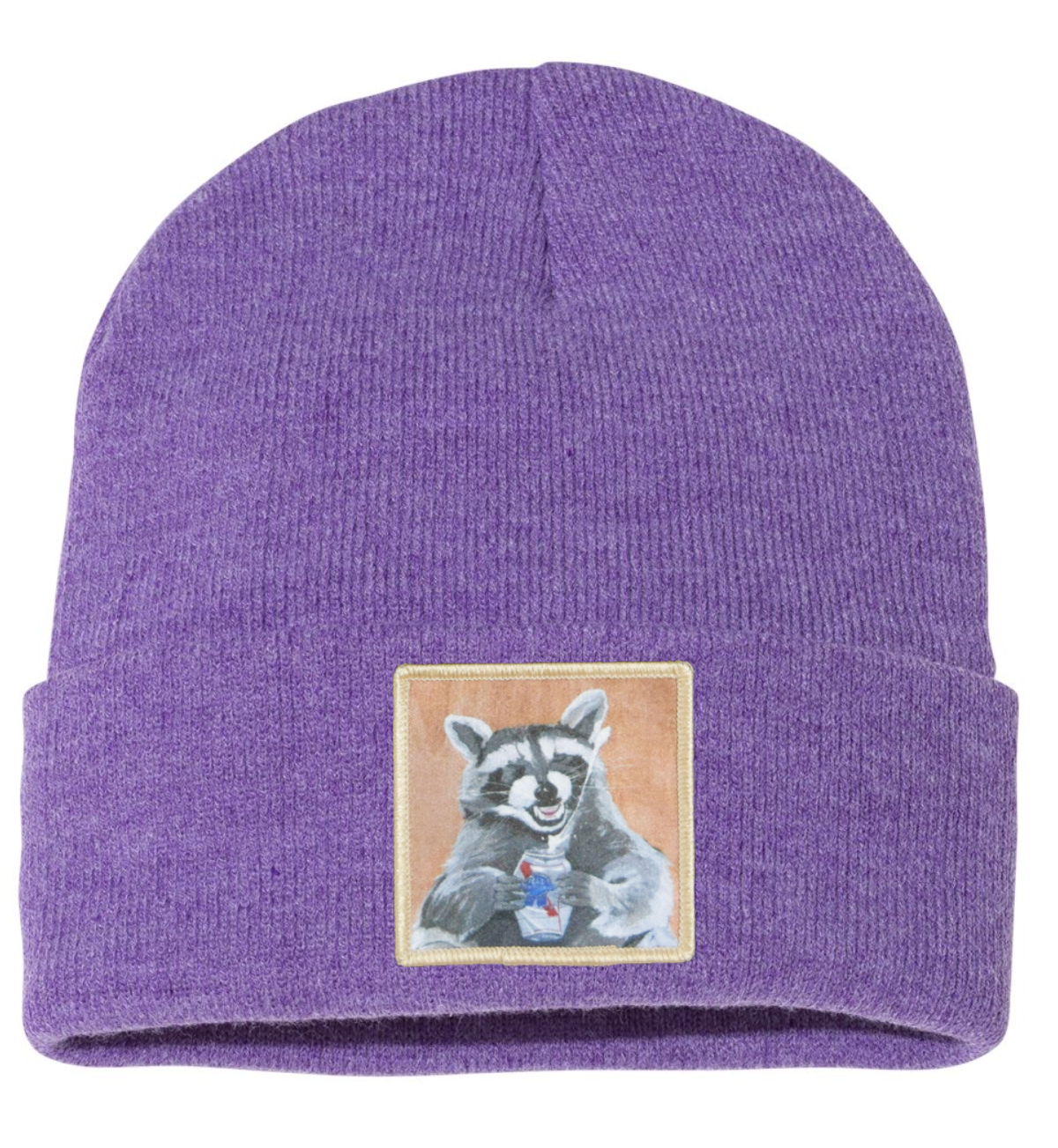 WS Beer Bandit Raccoon Beanie Hats Flyn Costello Heather Purple
