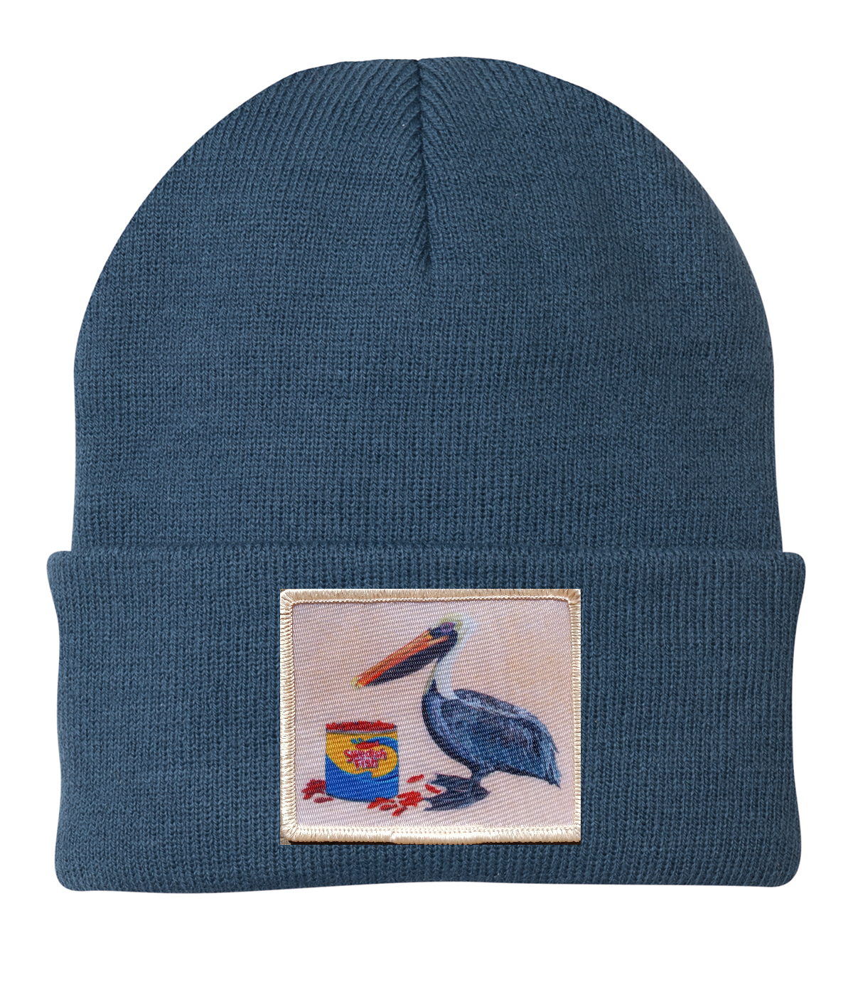 Gone Fishin' Pelican Beanie Hats Flyn_Costello_Art Dusty Blue