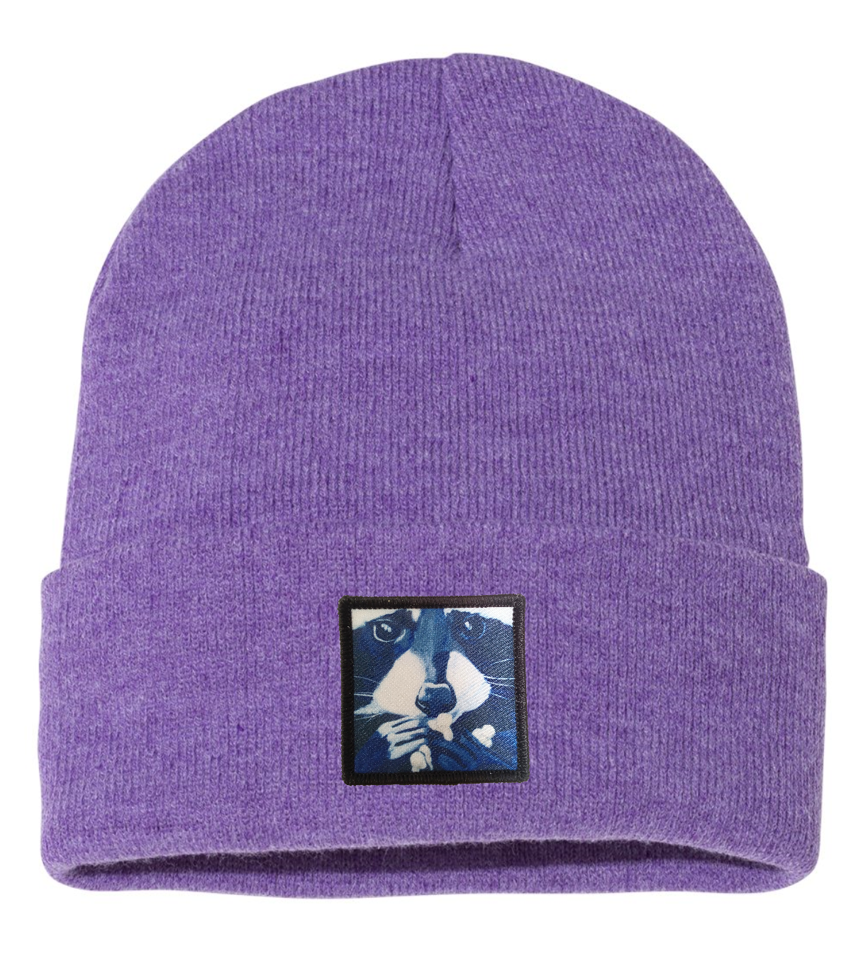 Raccoon Pop Beanie Hats Flyn Costello Heather Purple