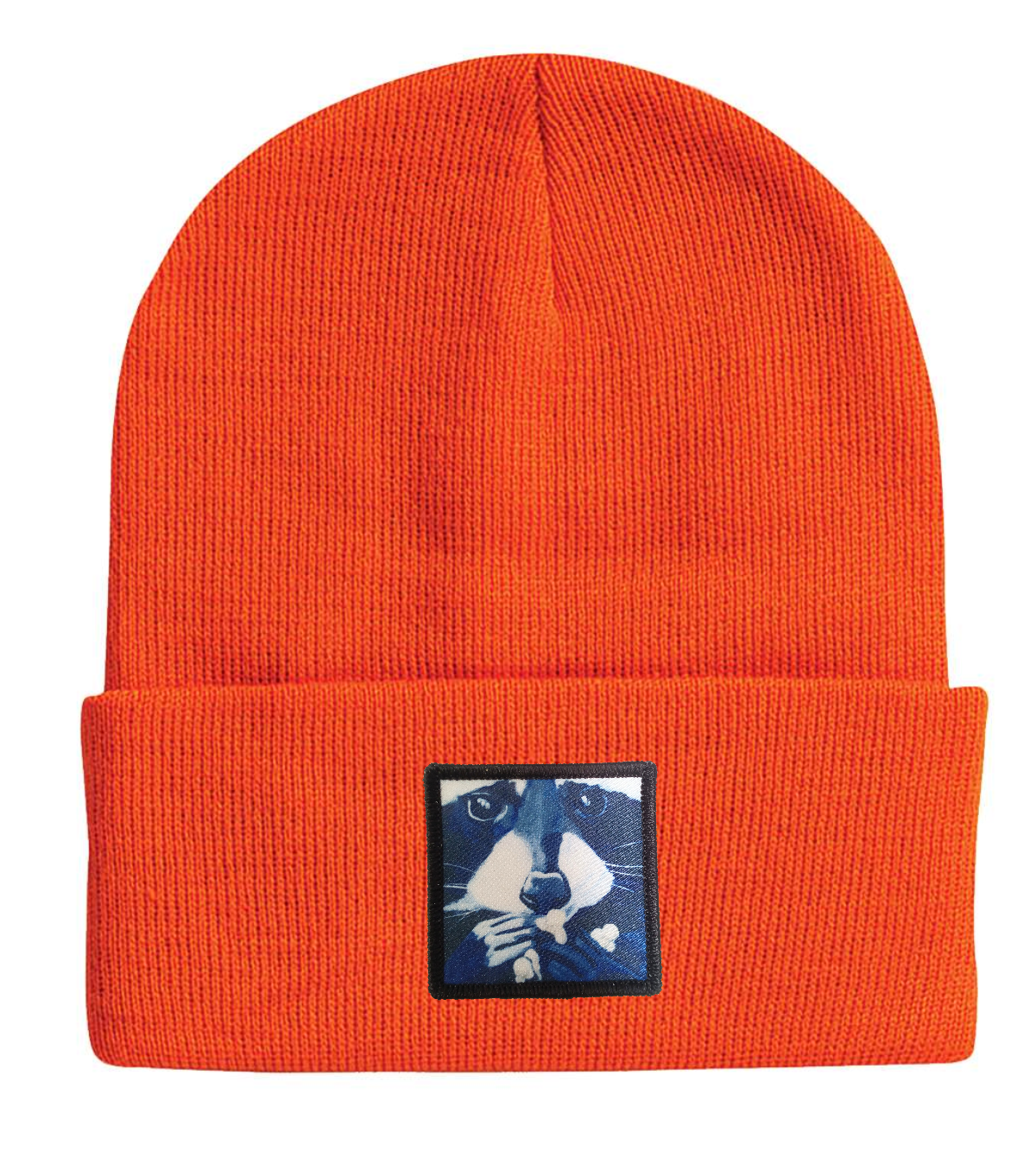 Raccoon Pop Beanie Hats Flyn Costello Neon Orange