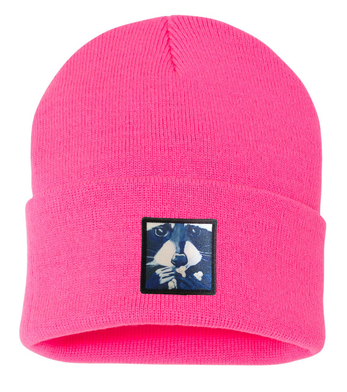 Raccoon Pop Beanie Hats Flyn Costello Neon Pink