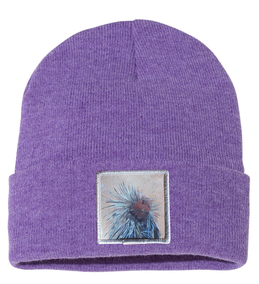 Porcupine Beanie Hats Flyn Costello Heather Purple