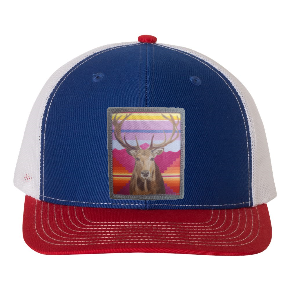 Red/White/Royal Trucker Hats Flyn Costello Elk