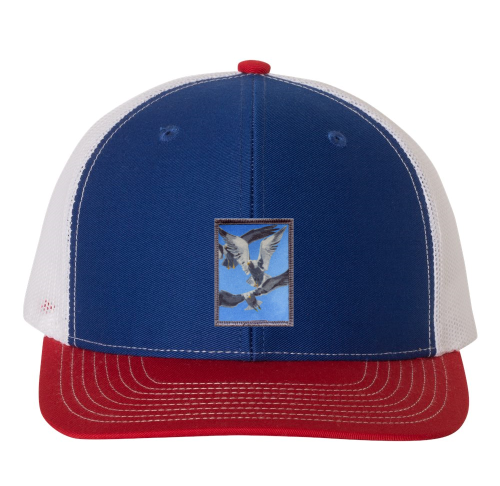 Red/White/Royal Trucker Hats Flyn Costello Flock Of Seagulls